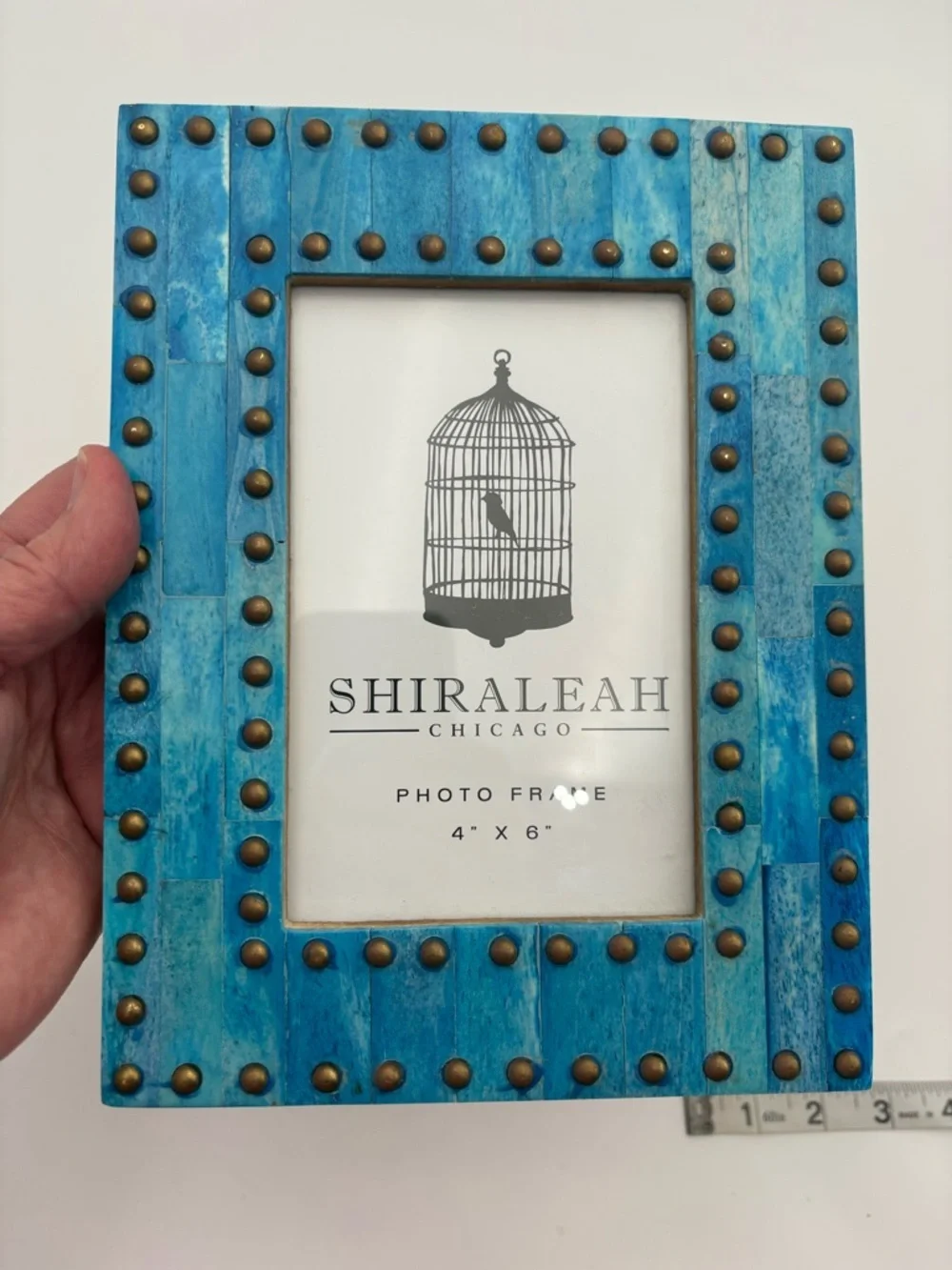 Shiraleah Distressed Turquoise Blue and Copper Studded Photo Frame -4x6